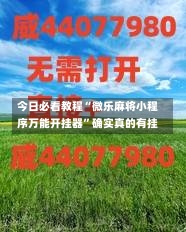 今日必看教程“微乐麻将小程序万能开挂器”确实真的有挂-第1张图片