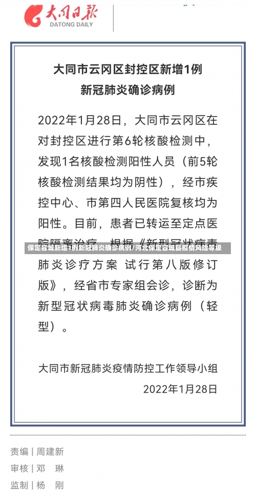 保定容城新增1例新冠肺炎确诊病例/河北保定容城县疫情风险等级-第1张图片