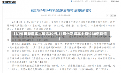 【31省份新增本土确诊30例,31省份新增本土确诊30例疫情】-第3张图片