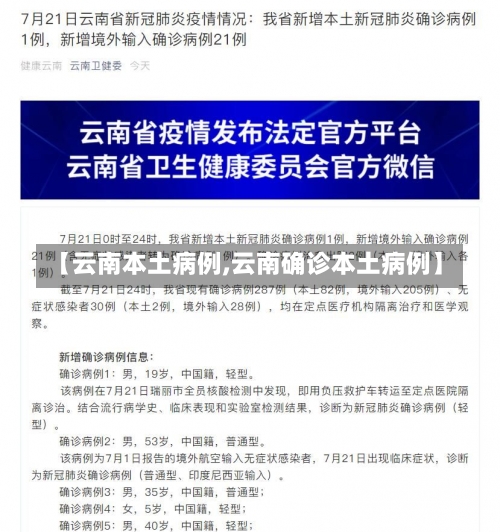 【云南本土病例,云南确诊本土病例】-第2张图片