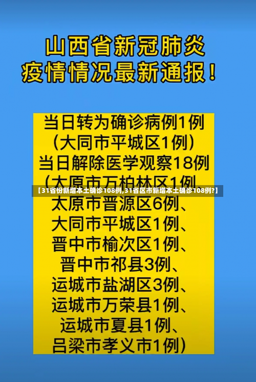 【31省份新增本土确诊108例,31省区市新增本土确诊108例?】-第1张图片