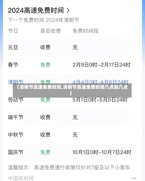 【清明节高速免费时间,清明节高速免费时间几点到几点】-第2张图片