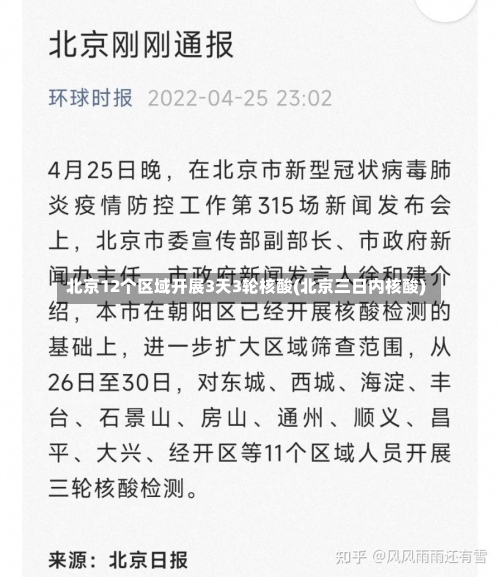 北京12个区域开展3天3轮核酸(北京三日内核酸)-第1张图片